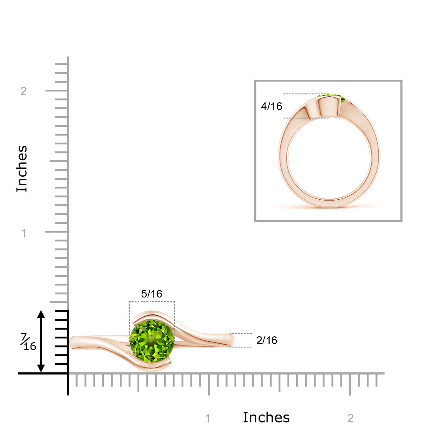 AAAA - Peridot / 2 CT / 14 KT Rose Gold