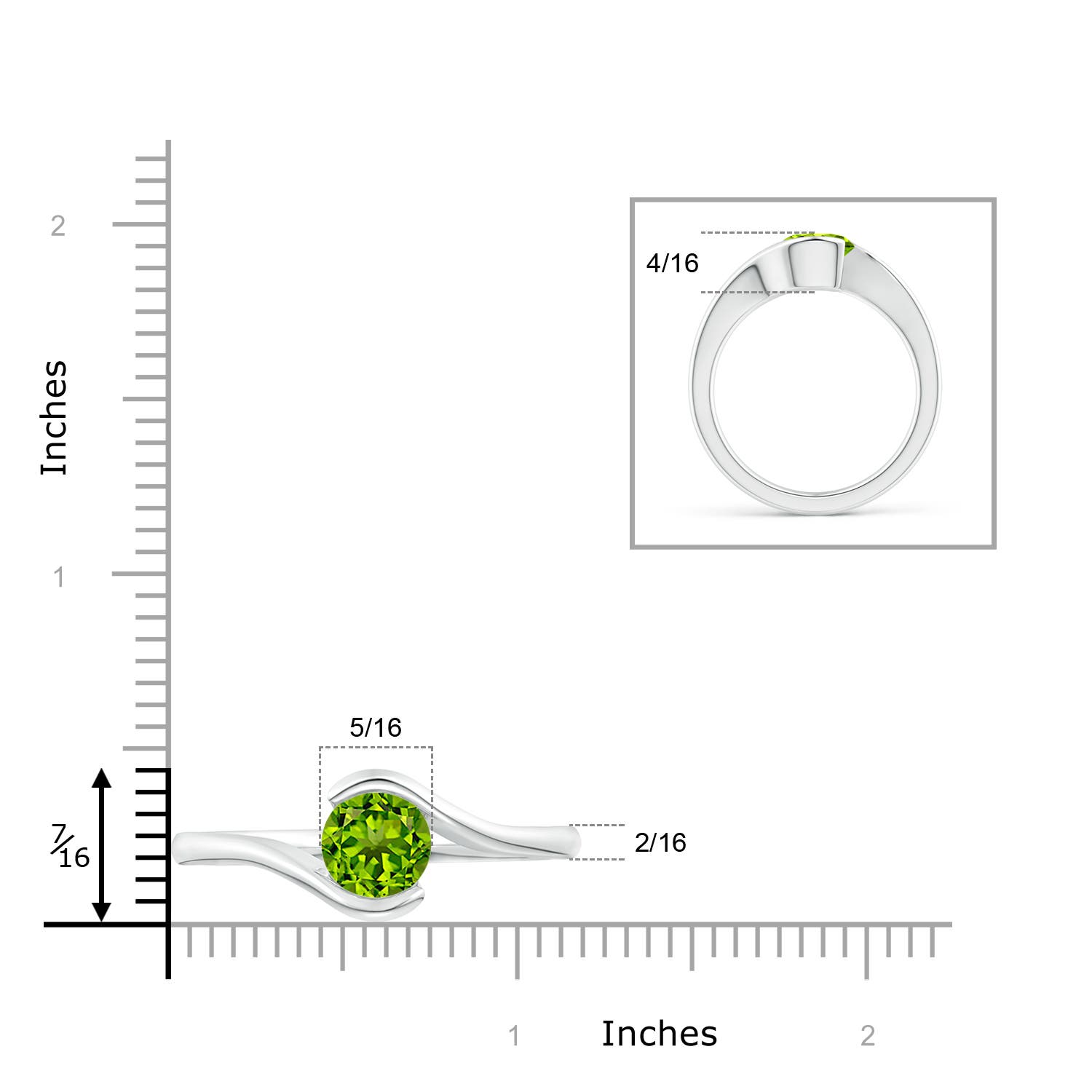 AAAA - Peridot / 2 CT / 14 KT White Gold