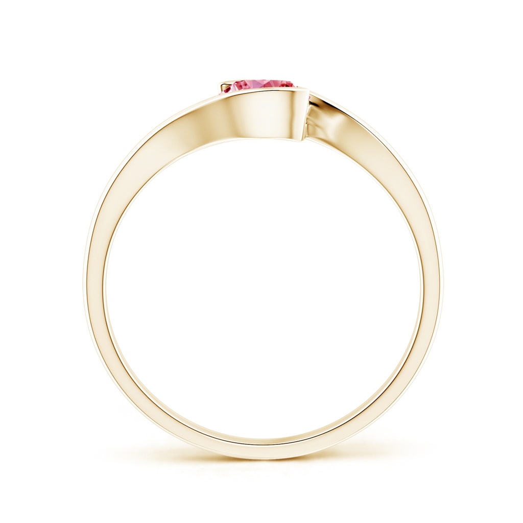 5.1mm AAAA Semi Bezel-Set Solitaire Round Fancy Intense Pink Diamond Bypass Ring in Yellow Gold - side 199