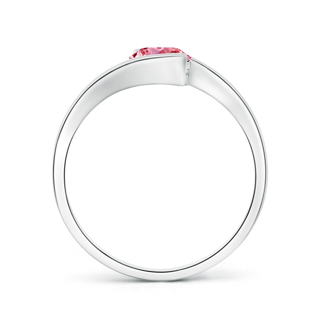 6.4mm AAAA Semi Bezel-Set Solitaire Round Fancy Intense Pink Diamond Bypass Ring in White Gold - side 199