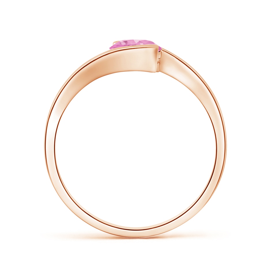 5.5mm A Semi Bezel-Set Solitaire Round Pink Sapphire Bypass Ring in Rose Gold side 1