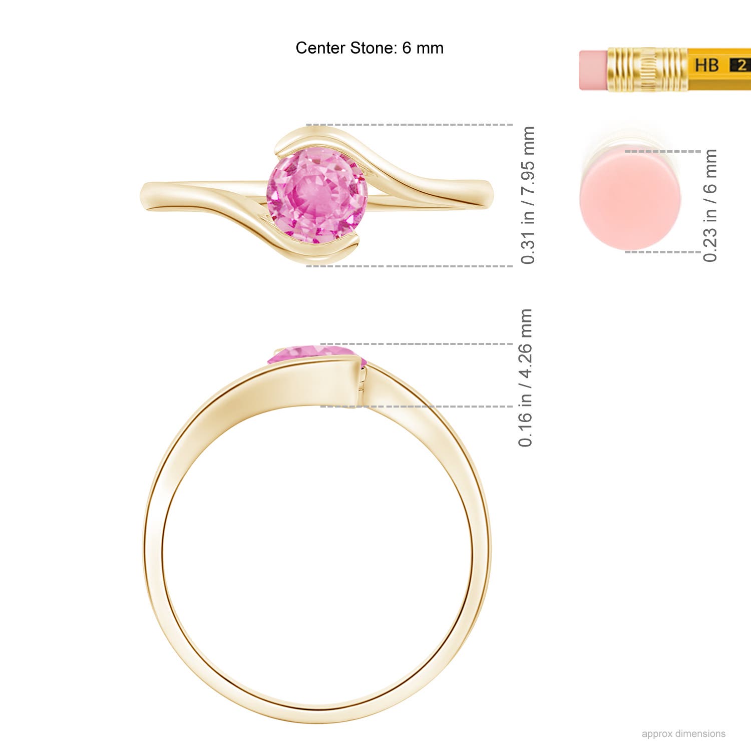 A - Pink Sapphire / 0.7 CT / 14 KT Yellow Gold