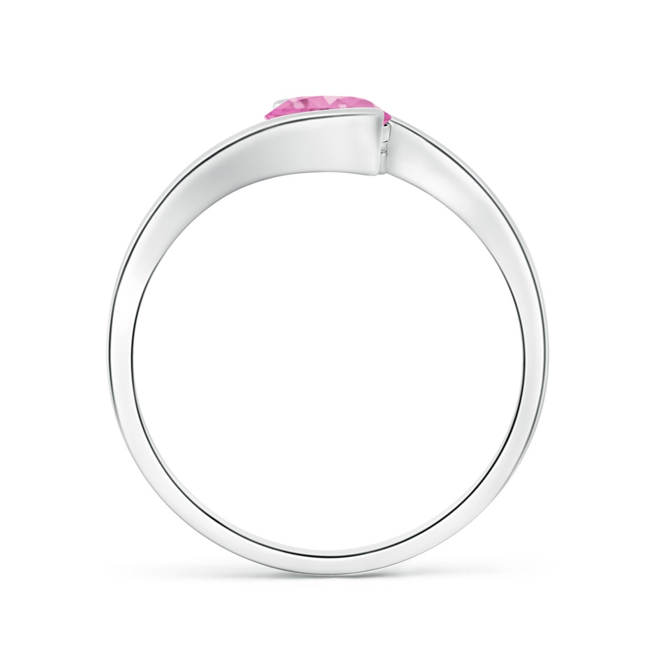 5.5mm AA Semi Bezel-Set Solitaire Round Pink Sapphire Bypass Ring in White Gold Side 1