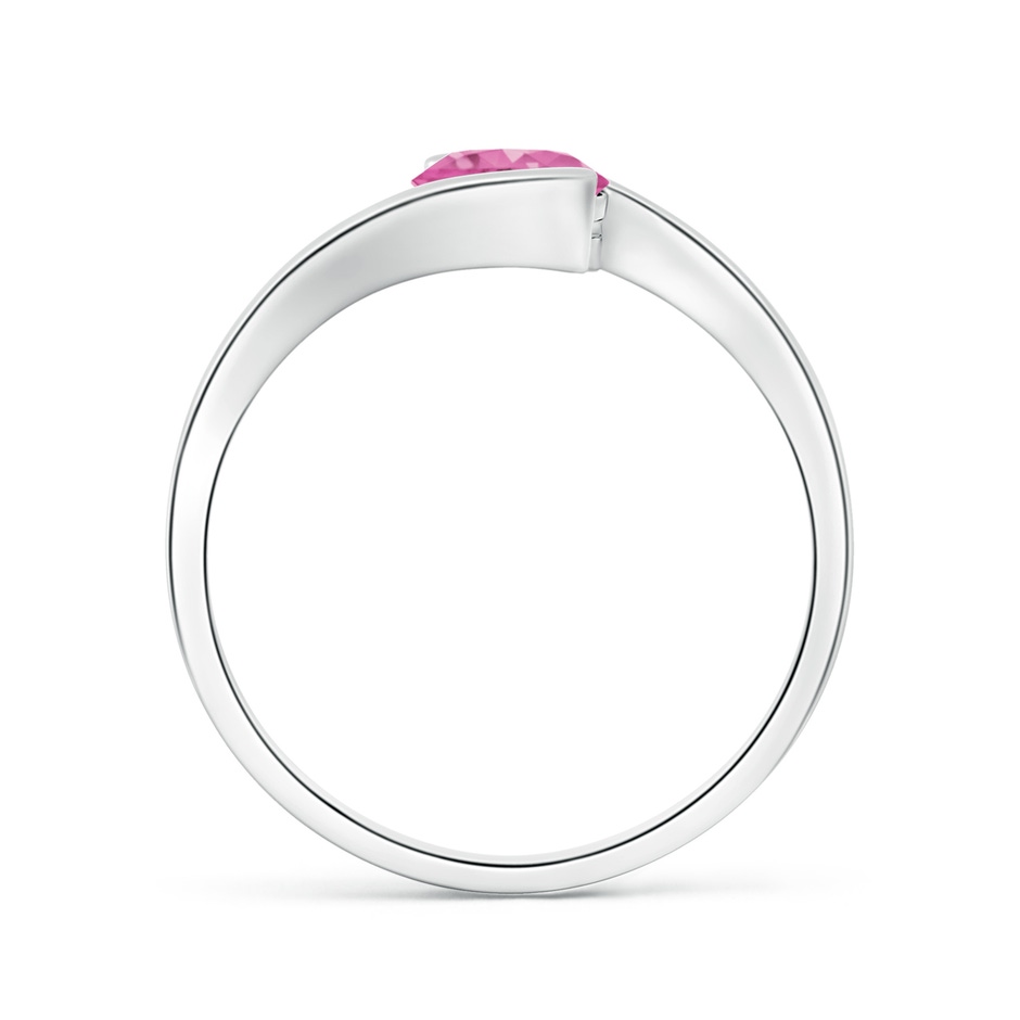 5.5mm AAA Semi Bezel-Set Solitaire Round Pink Sapphire Bypass Ring in White Gold Side 1