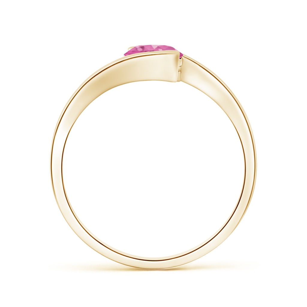5.5mm AAA Semi Bezel-Set Solitaire Round Pink Sapphire Bypass Ring in Yellow Gold Side 1