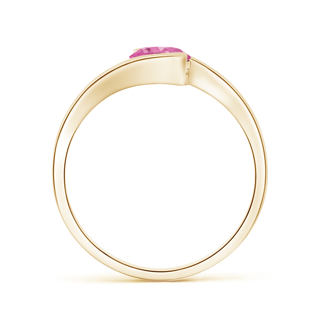5.5mm AAA Semi Bezel-Set Solitaire Round Pink Sapphire Bypass Ring in Yellow Gold - side 1