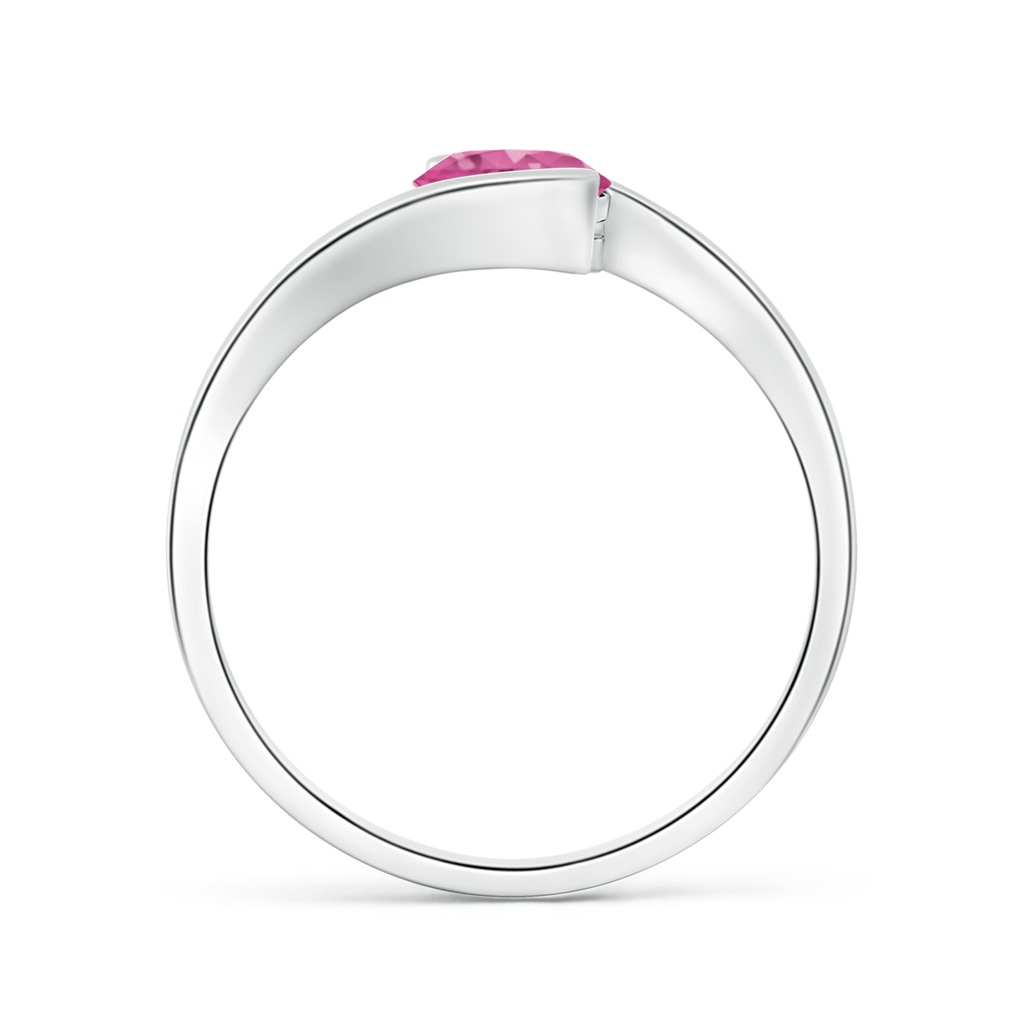 5.5mm AAAA Semi Bezel-Set Solitaire Round Pink Sapphire Bypass Ring in P950 Platinum Side 1