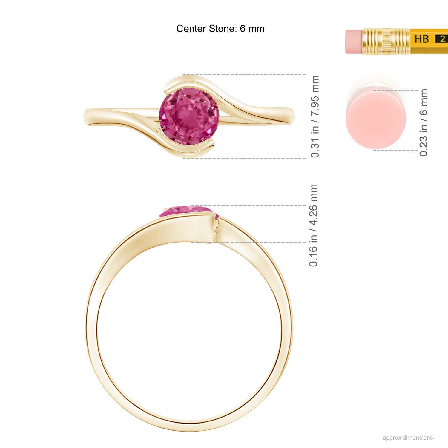 AAAA - Pink Sapphire / 0.7 CT / 14 KT Yellow Gold