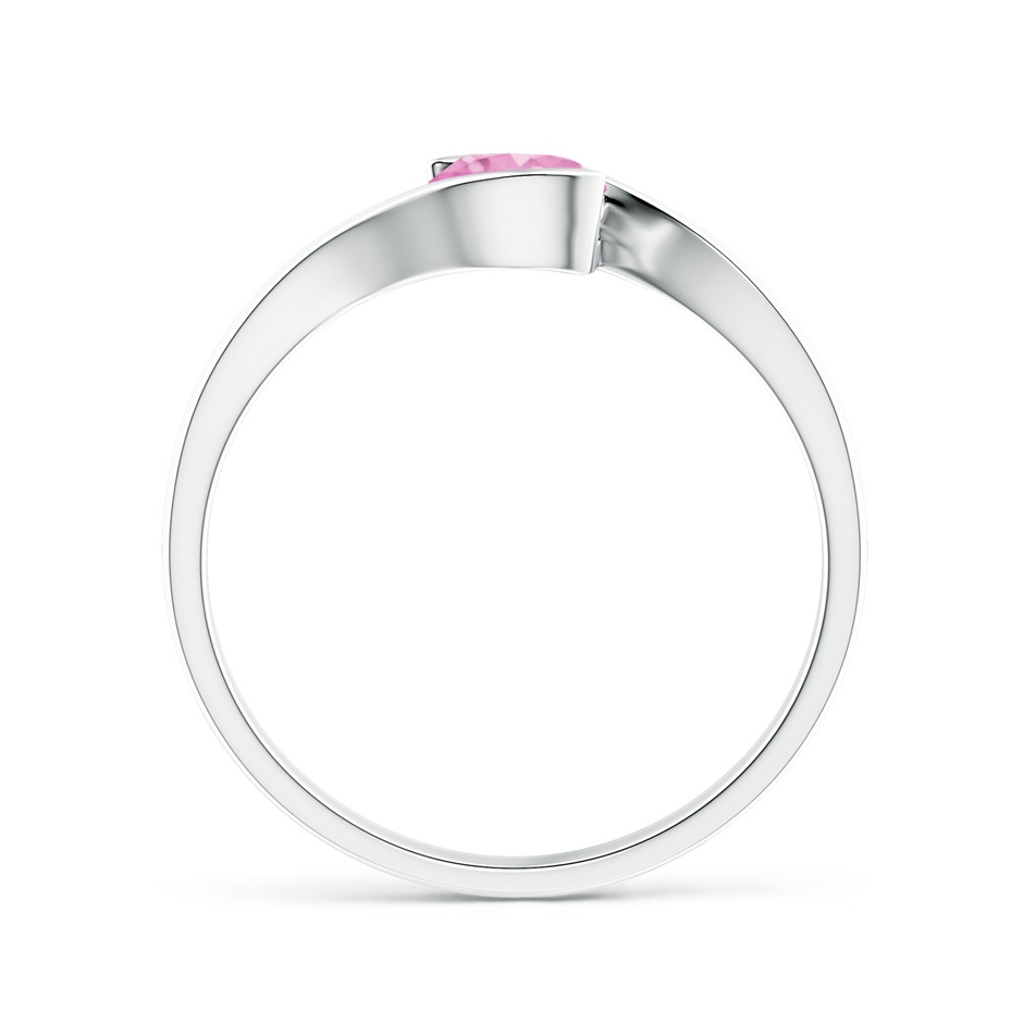5mm A Semi Bezel-Set Solitaire Round Pink Sapphire Bypass Ring in P950 Platinum side 1