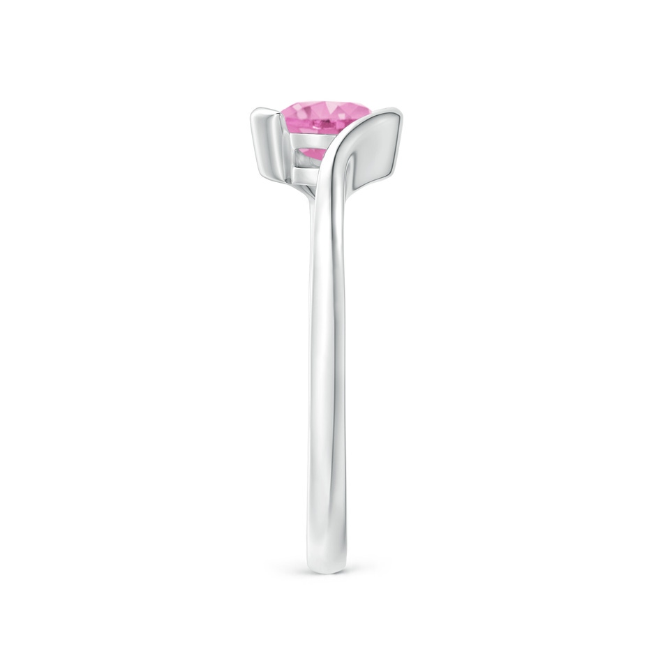 5mm A Semi Bezel-Set Solitaire Round Pink Sapphire Bypass Ring in P950 Platinum side-2