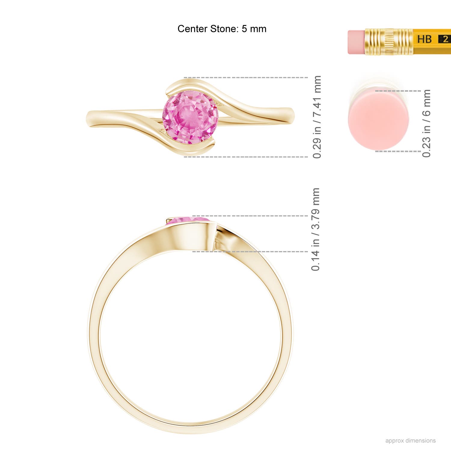 A - Pink Sapphire / 0.6 CT / 14 KT Yellow Gold