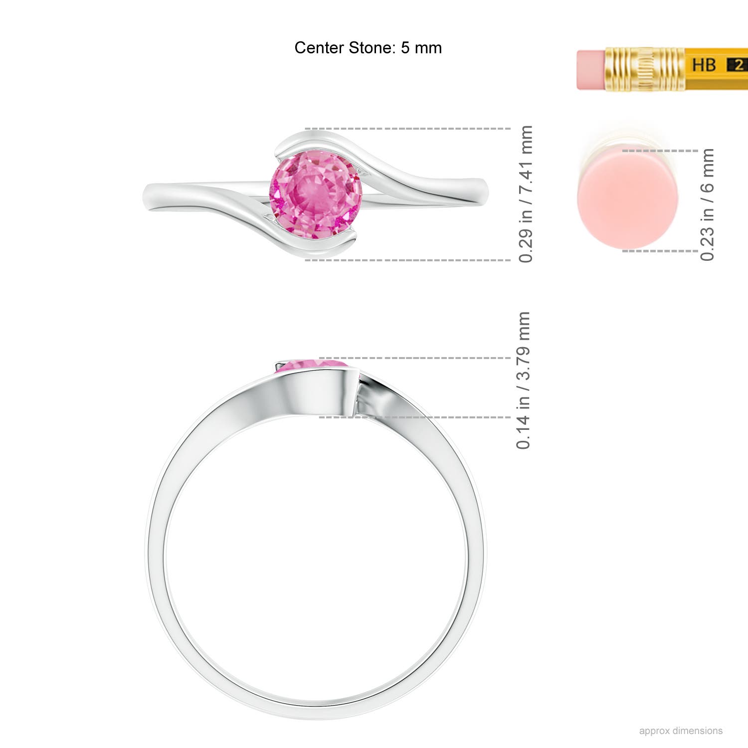 AA - Pink Sapphire / 0.6 CT / 14 KT White Gold