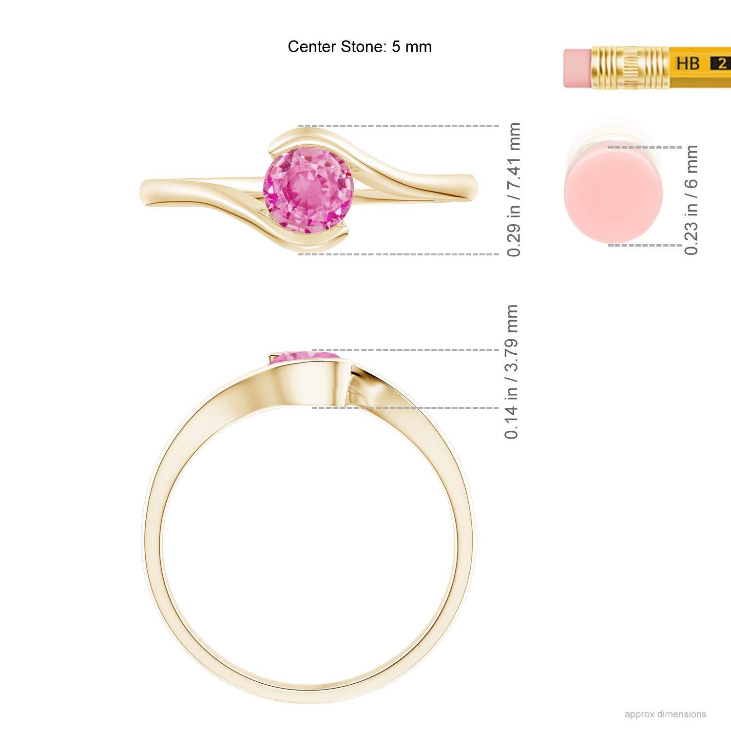 AA - Pink Sapphire / 0.6 CT / 14 KT Yellow Gold