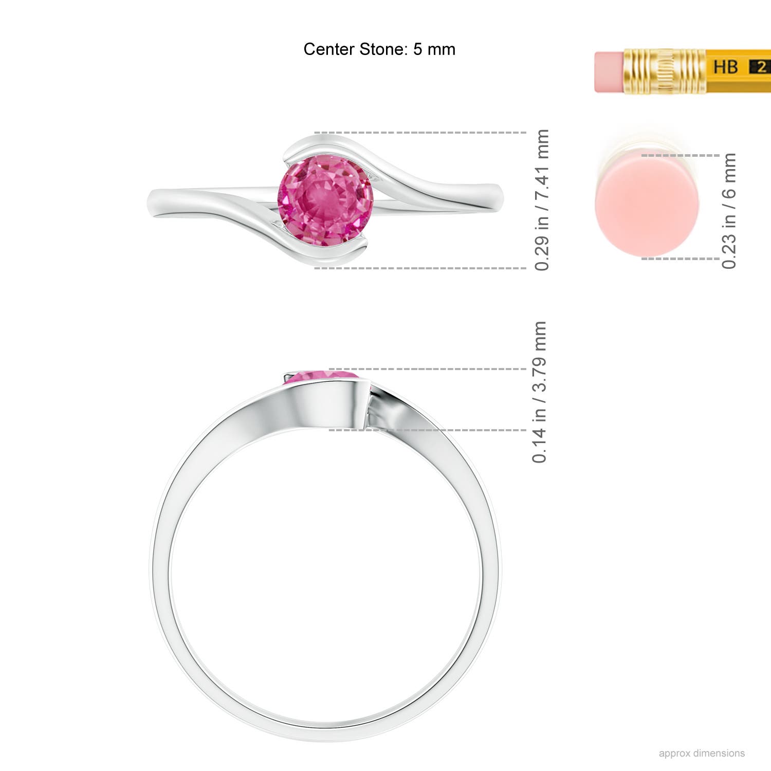 AAA - Pink Sapphire / 0.6 CT / 14 KT White Gold