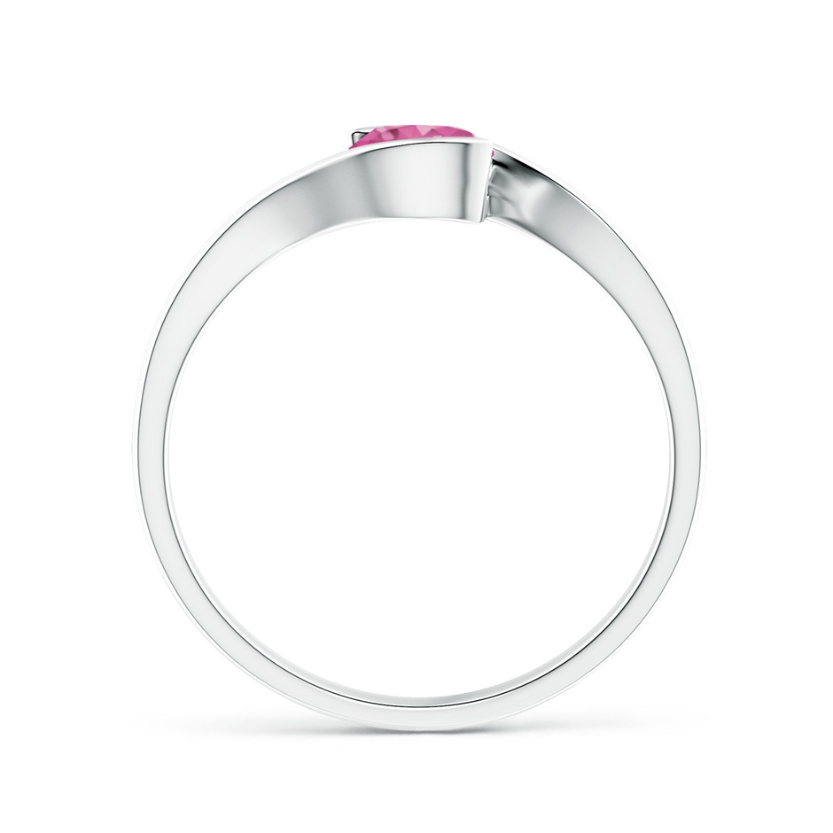 5mm AAAA Semi Bezel-Set Solitaire Round Pink Sapphire Bypass Ring in P950 Platinum Side 1