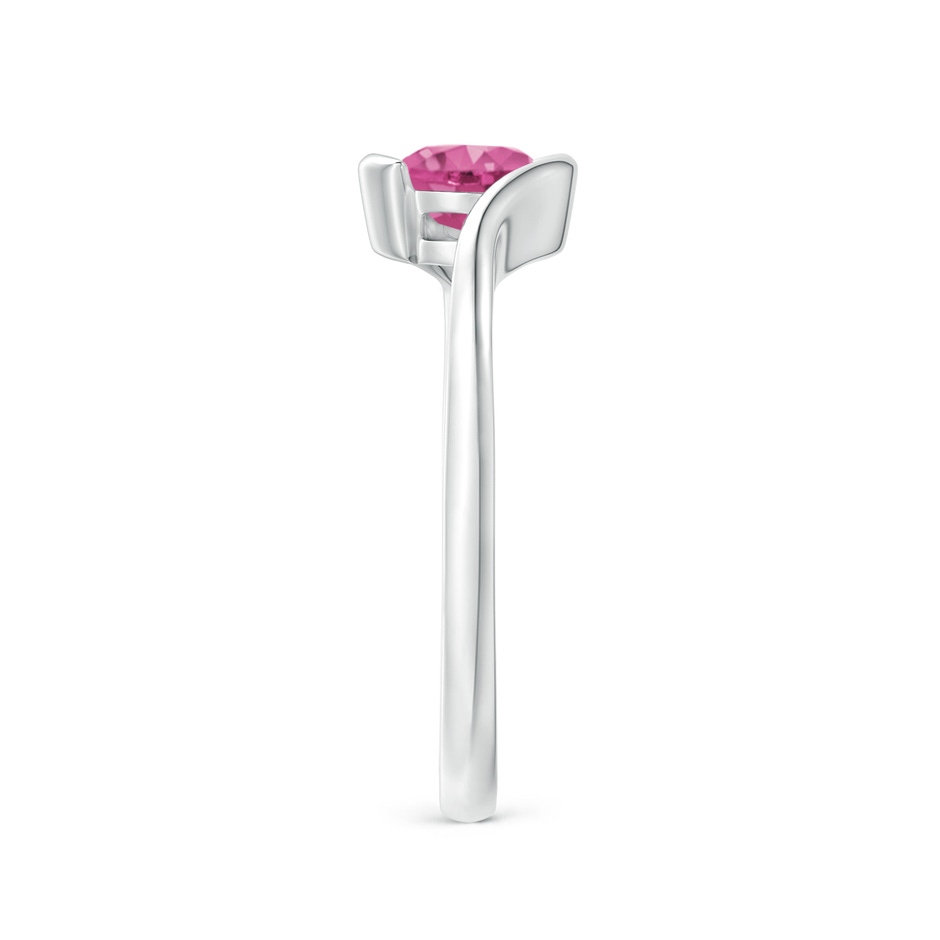 5mm AAAA Semi Bezel-Set Solitaire Round Pink Sapphire Bypass Ring in P950 Platinum Side-2