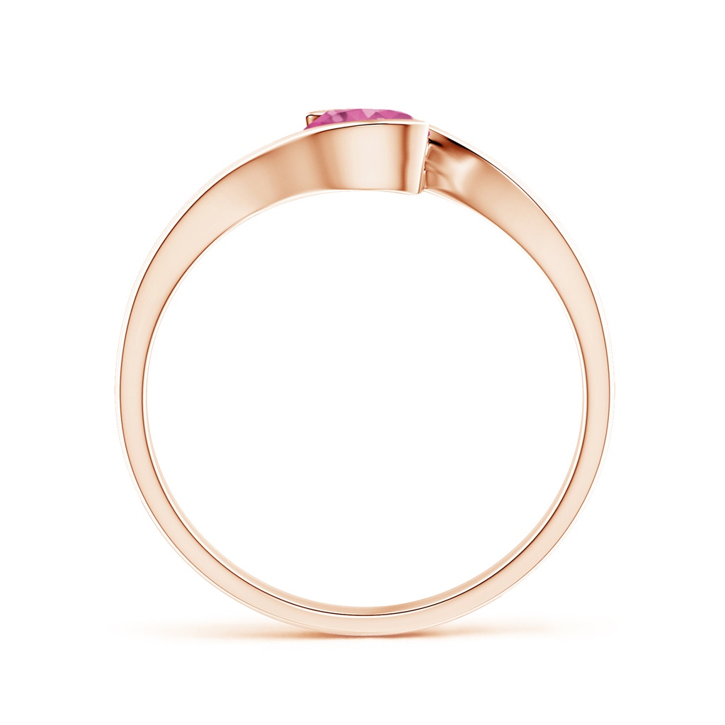 5mm AAAA Semi Bezel-Set Solitaire Round Pink Sapphire Bypass Ring in Rose Gold Side 1