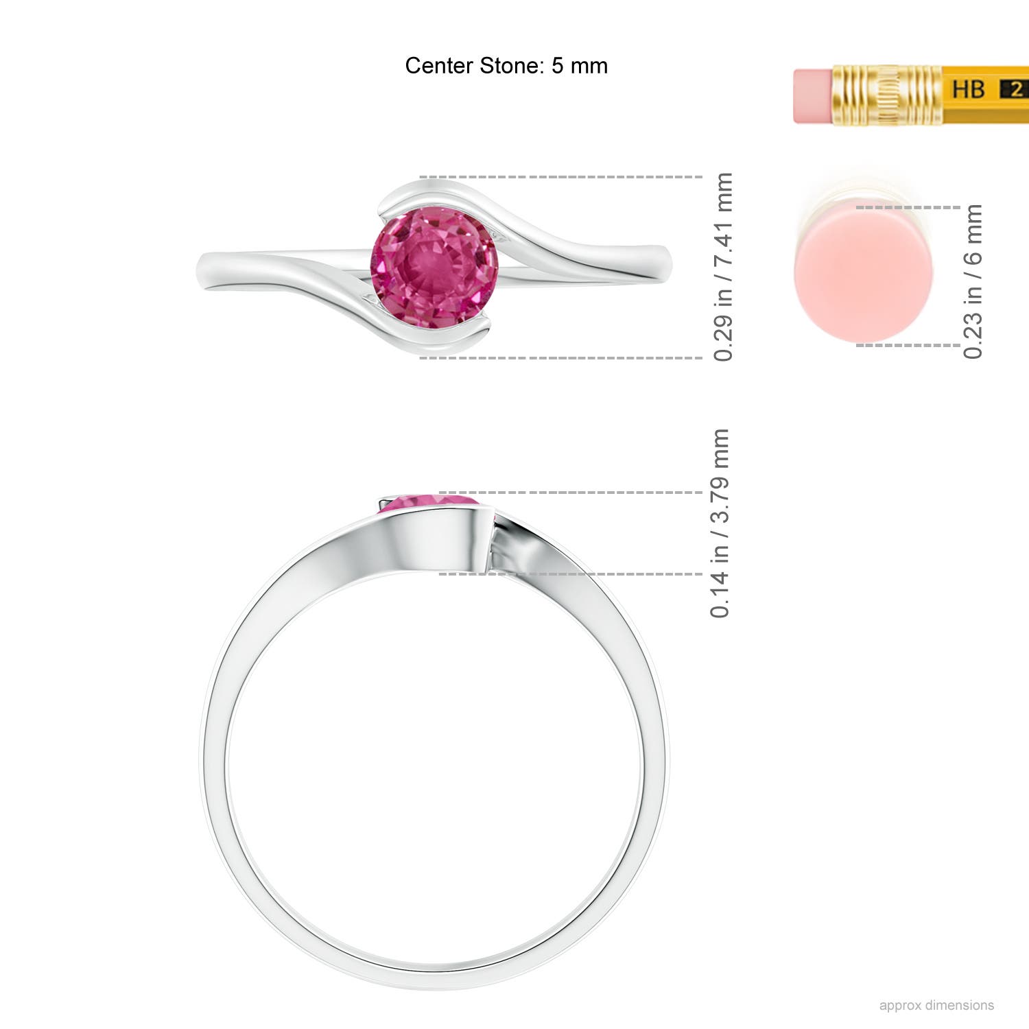 AAAA - Pink Sapphire / 0.6 CT / 14 KT White Gold