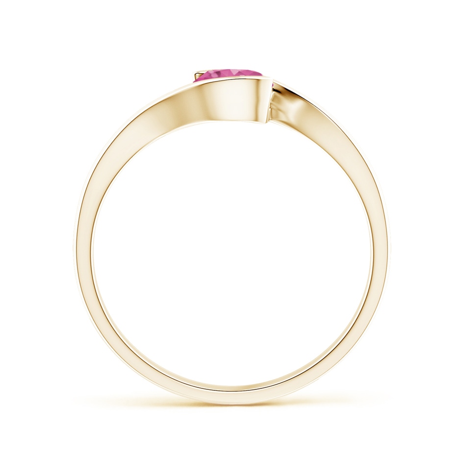5mm AAAA Semi Bezel-Set Solitaire Round Pink Sapphire Bypass Ring in Yellow Gold side 1
