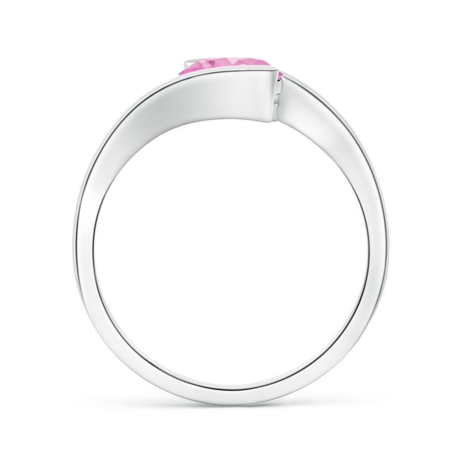 6.5mm A Semi Bezel-Set Solitaire Round Pink Sapphire Bypass Ring in White Gold side 1