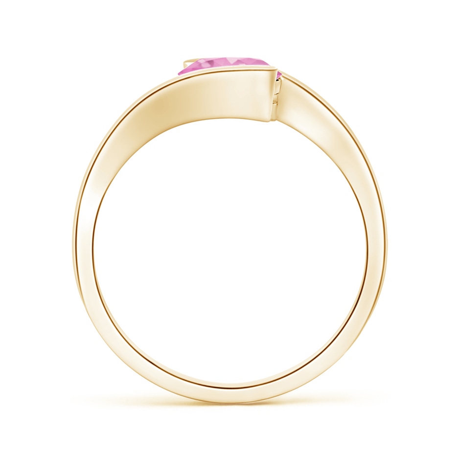 6.5mm A Semi Bezel-Set Solitaire Round Pink Sapphire Bypass Ring in Yellow Gold Side 1