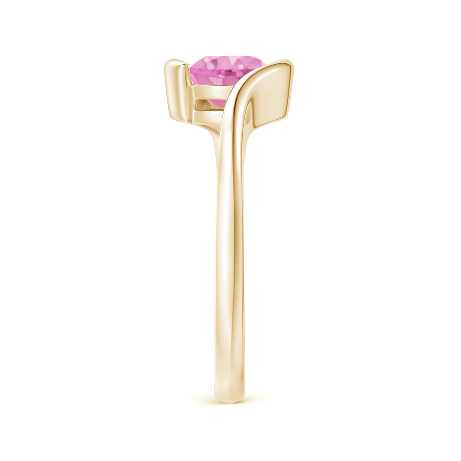 6.5mm A Semi Bezel-Set Solitaire Round Pink Sapphire Bypass Ring in Yellow Gold Side-2