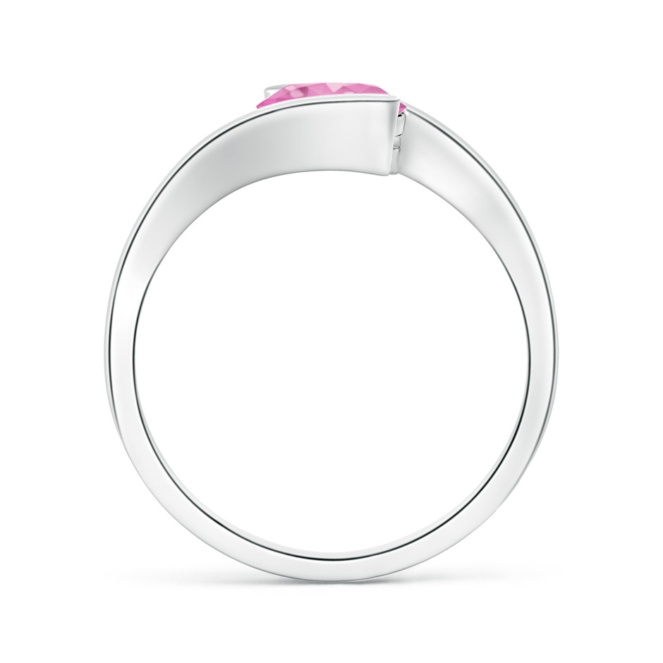 6.5mm AA Semi Bezel-Set Solitaire Round Pink Sapphire Bypass Ring in White Gold Side 1
