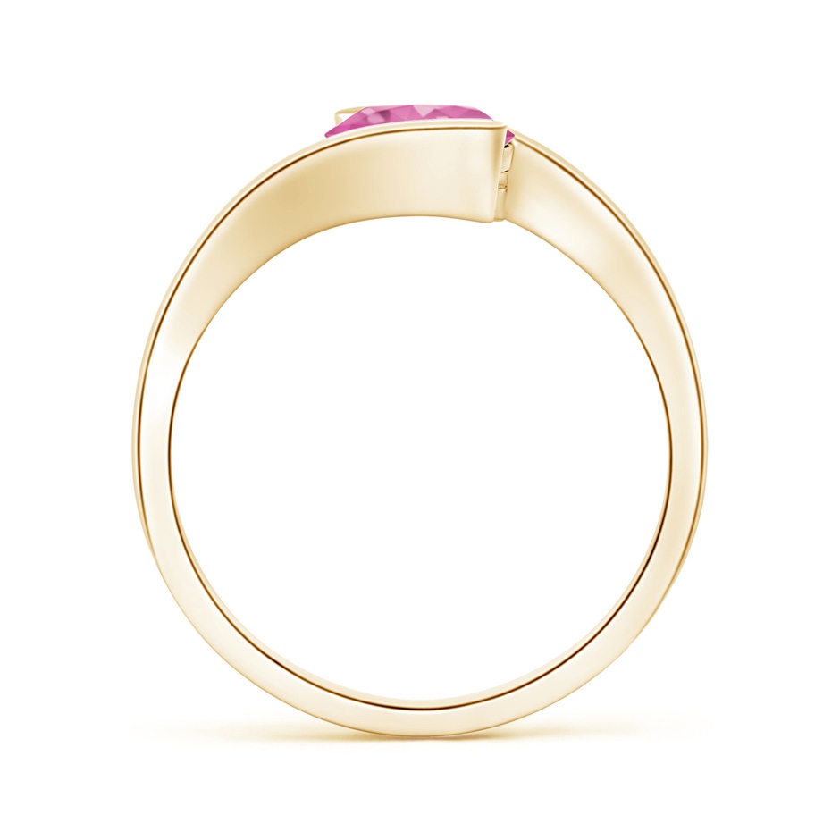 6.5mm AAA Semi Bezel-Set Solitaire Round Pink Sapphire Bypass Ring in Yellow Gold Side 1