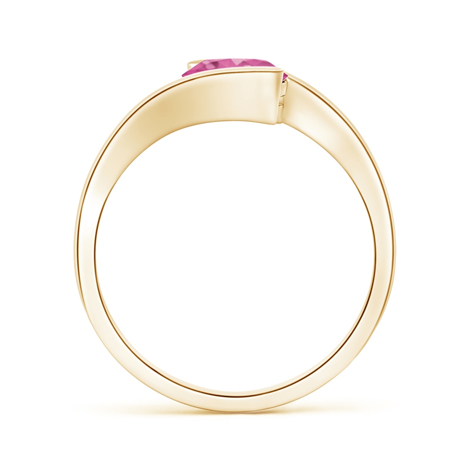 6.5mm AAAA Semi Bezel-Set Solitaire Round Pink Sapphire Bypass Ring in Yellow Gold side 1