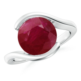 10mm A Semi Bezel-Set Solitaire Round Ruby Bypass Ring in P950 Platinum
