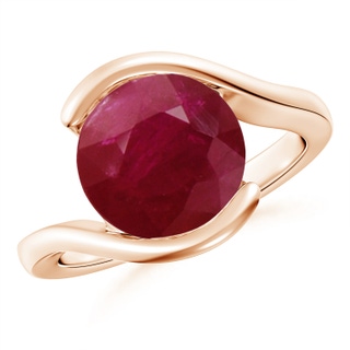 10mm A Semi Bezel-Set Solitaire Round Ruby Bypass Ring in Rose Gold