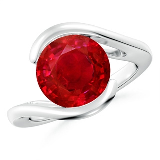 10mm AAA Semi Bezel-Set Solitaire Round Ruby Bypass Ring in P950 Platinum