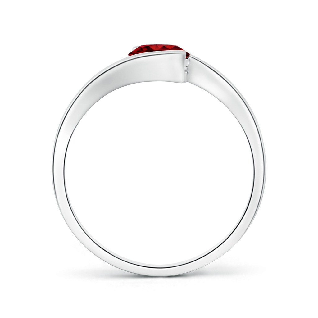 5.5mm AAAA Semi Bezel-Set Solitaire Round Ruby Bypass Ring in White Gold Side 199