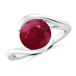 9mm A Semi Bezel-Set Solitaire Round Ruby Bypass Ring in P950 Platinum