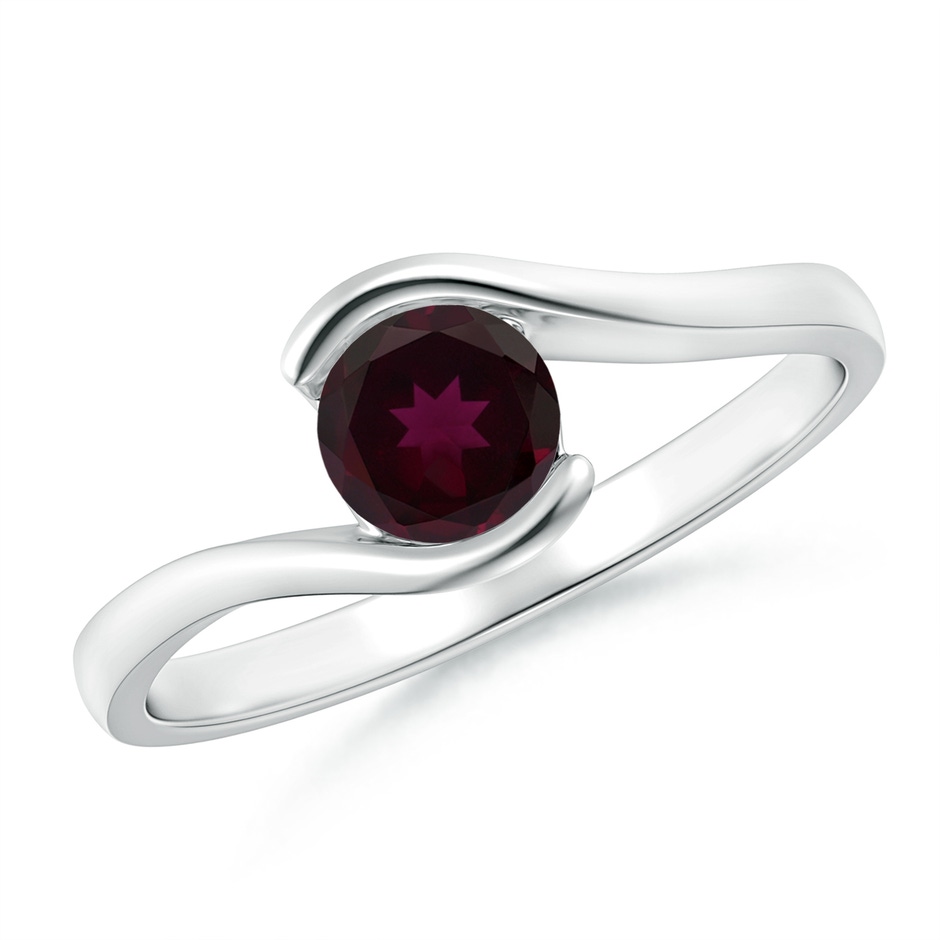 5mm A Semi Bezel-Set Solitaire Round Rhodolite Bypass Ring in S999 Silver 