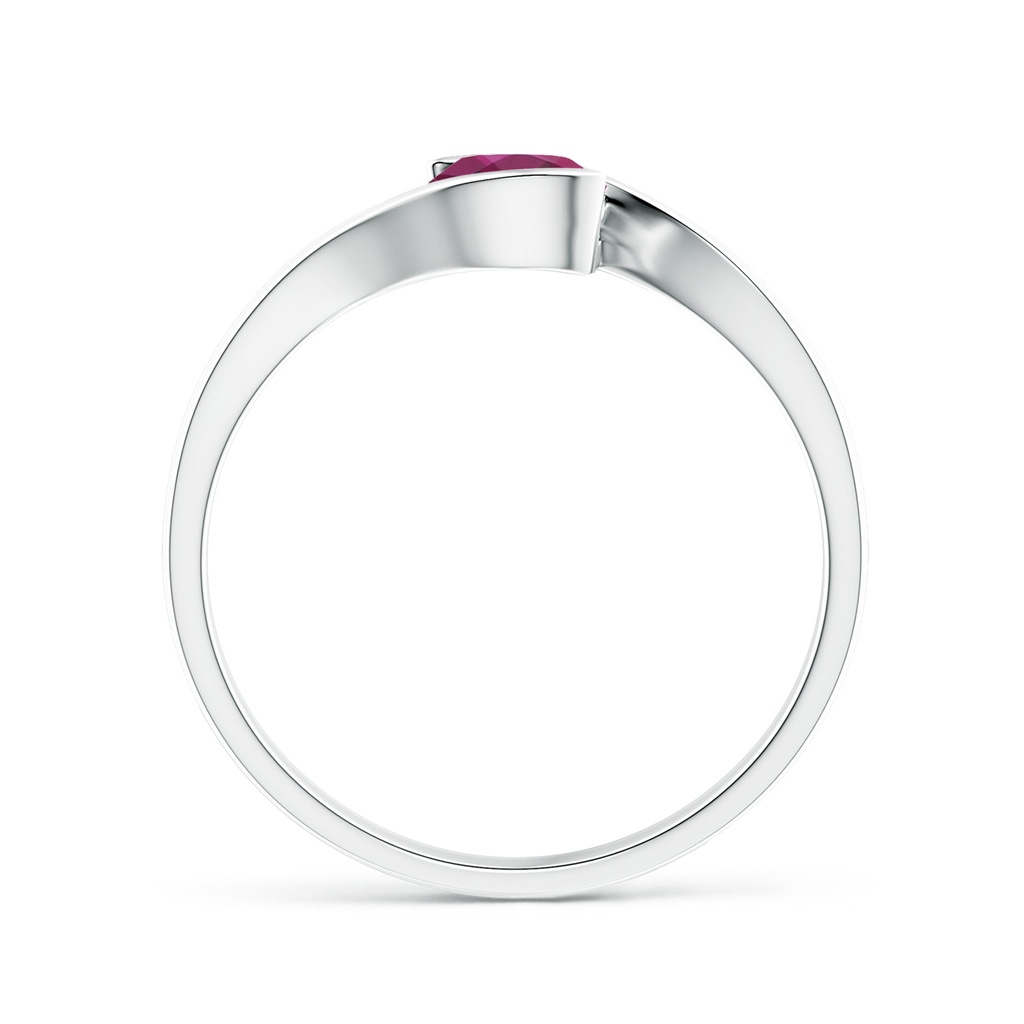 5mm AAAA Semi Bezel-Set Solitaire Round Rhodolite Bypass Ring in White Gold - side 199