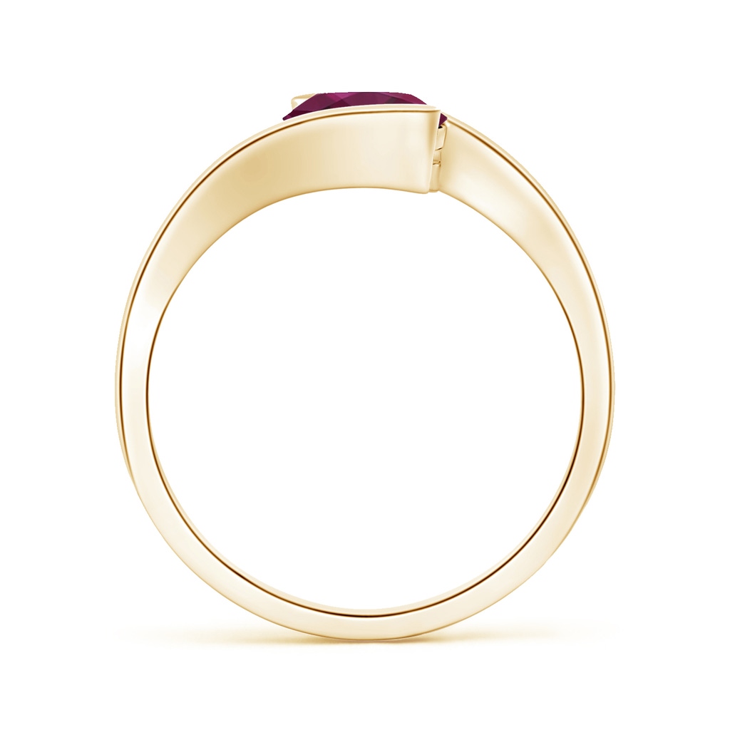7mm AAA Semi Bezel-Set Solitaire Round Rhodolite Bypass Ring in 18K Yellow Gold - side 199