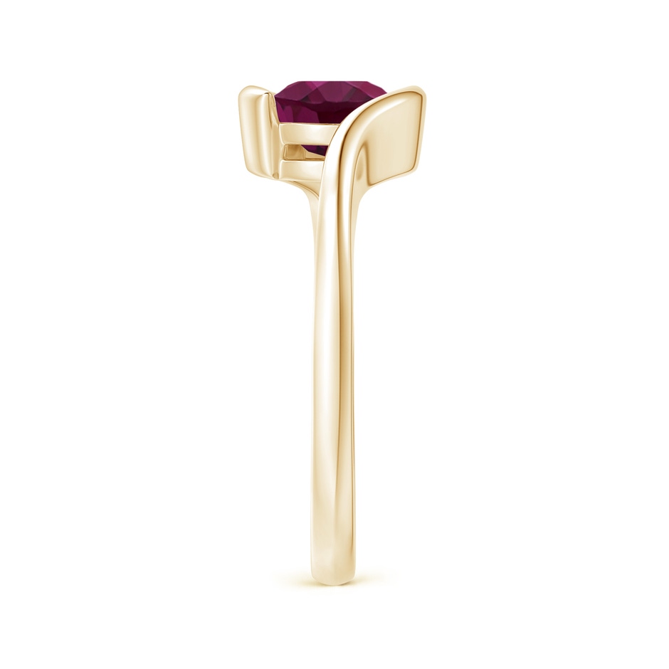 7mm AAA Semi Bezel-Set Solitaire Round Rhodolite Bypass Ring in 18K Yellow Gold side 299