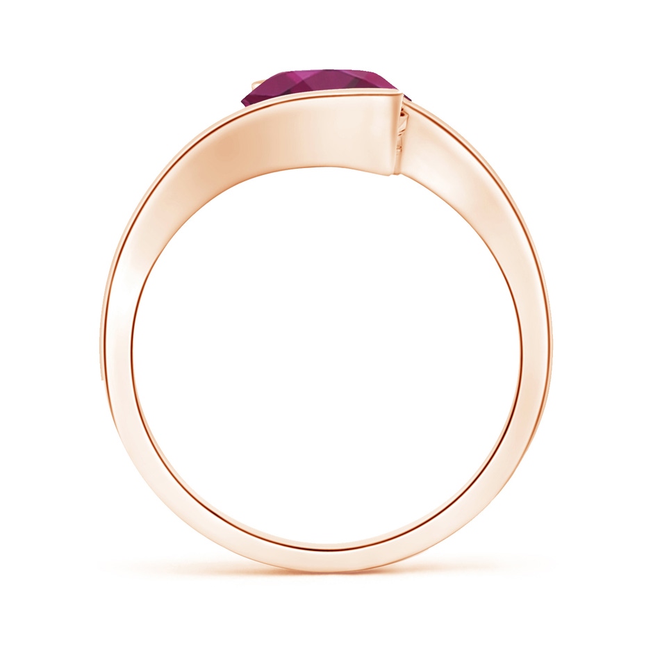 8mm AAAA Semi Bezel-Set Solitaire Round Rhodolite Bypass Ring in Rose Gold side 1