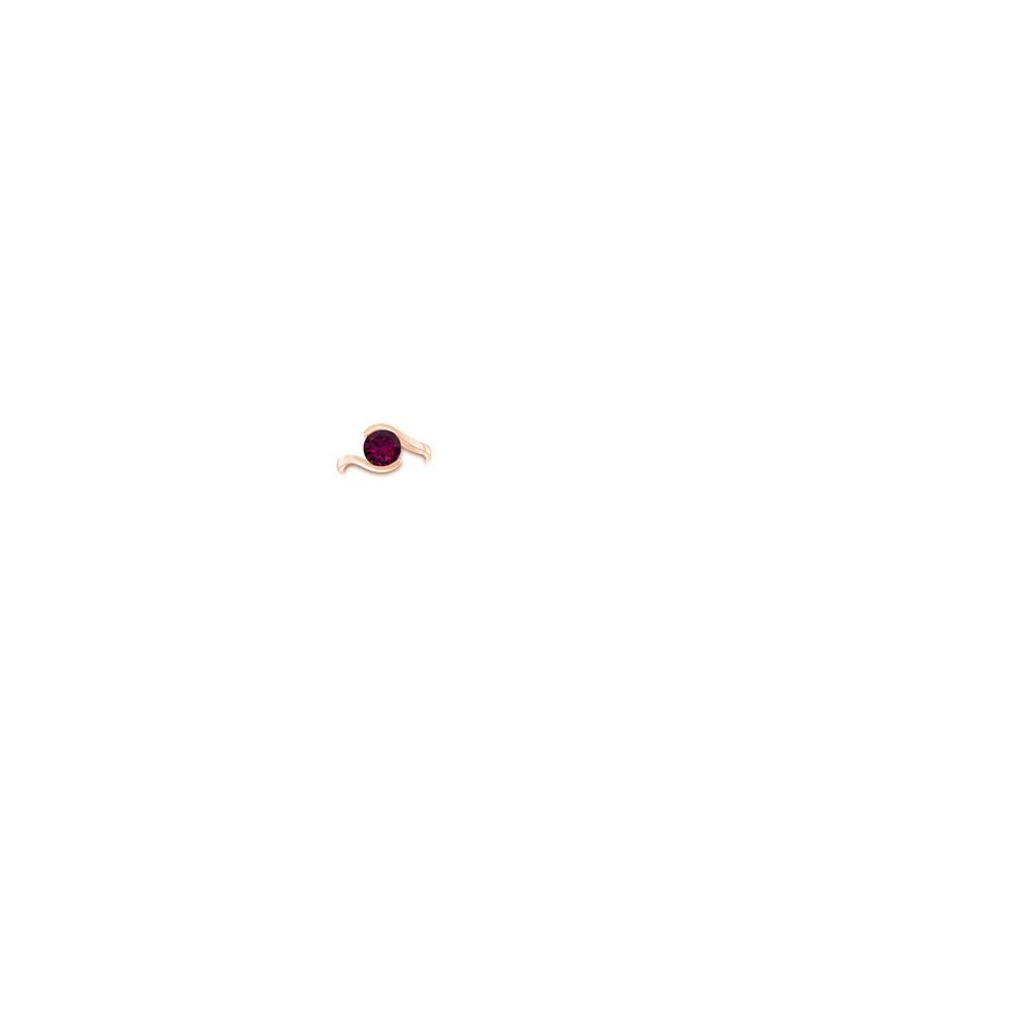 8mm AAAA Semi Bezel-Set Solitaire Round Rhodolite Bypass Ring in Rose Gold hand