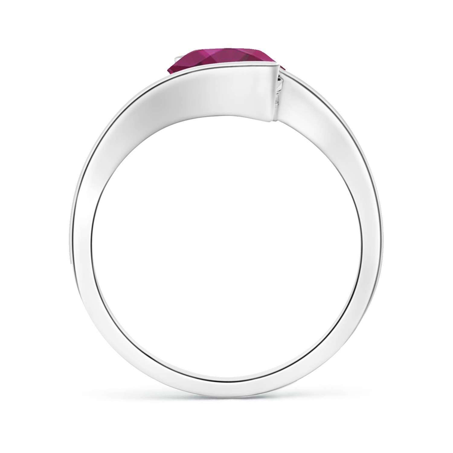 8mm AAAA Semi Bezel-Set Solitaire Round Rhodolite Bypass Ring in S999 Silver