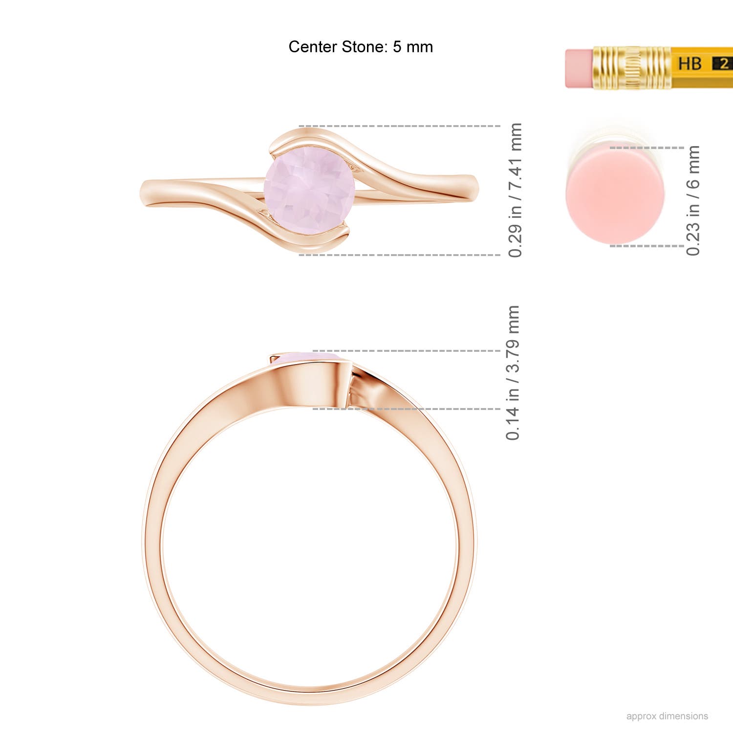 A - Rose Quartz / 0.5 CT / 14 KT Rose Gold