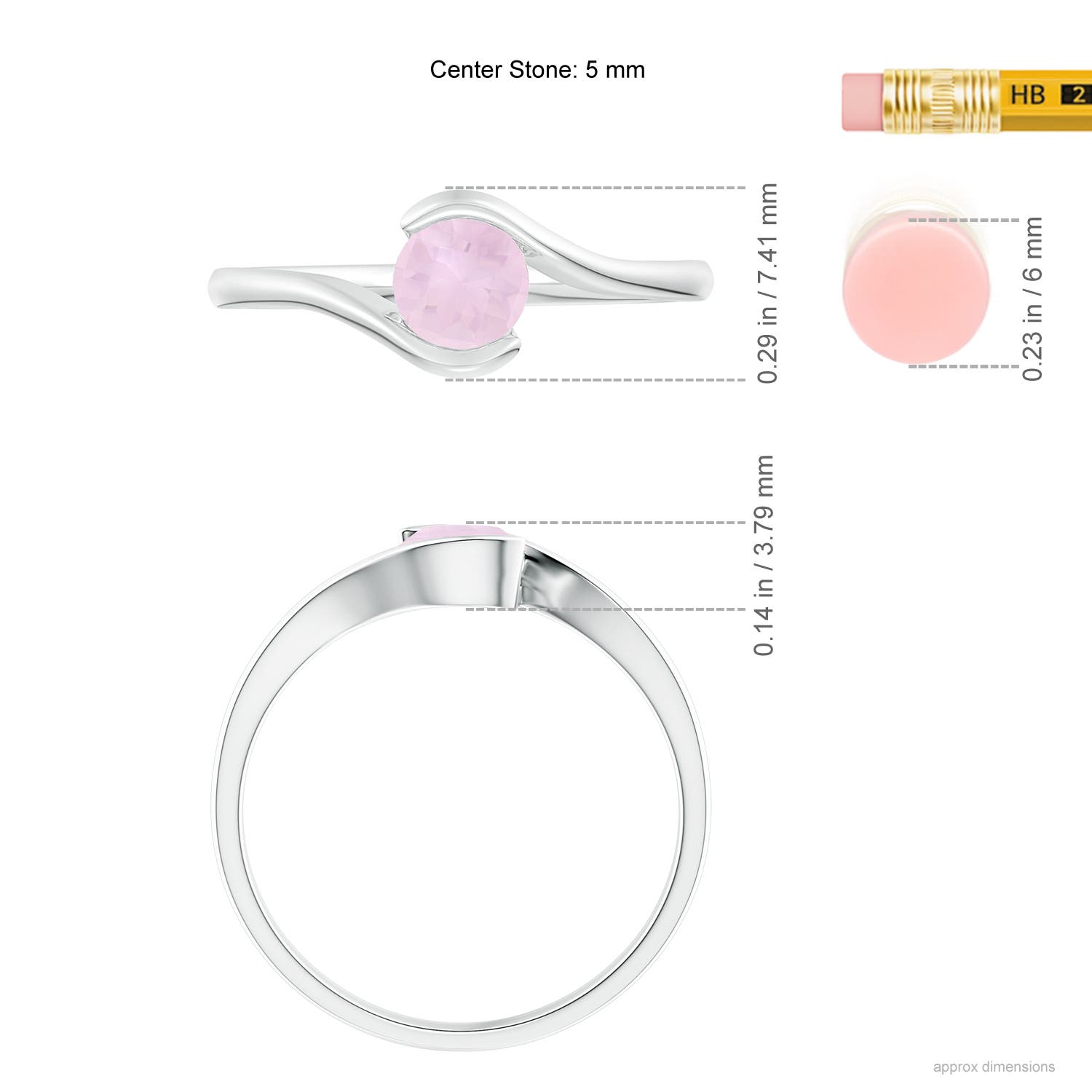 AA - Rose Quartz / 0.5 CT / 14 KT White Gold