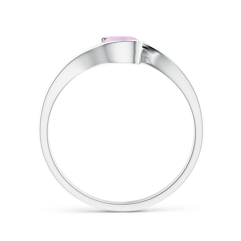 5mm AAAA Semi Bezel-Set Solitaire Round Rose Quartz Bypass Ring in P950 Platinum Side 199