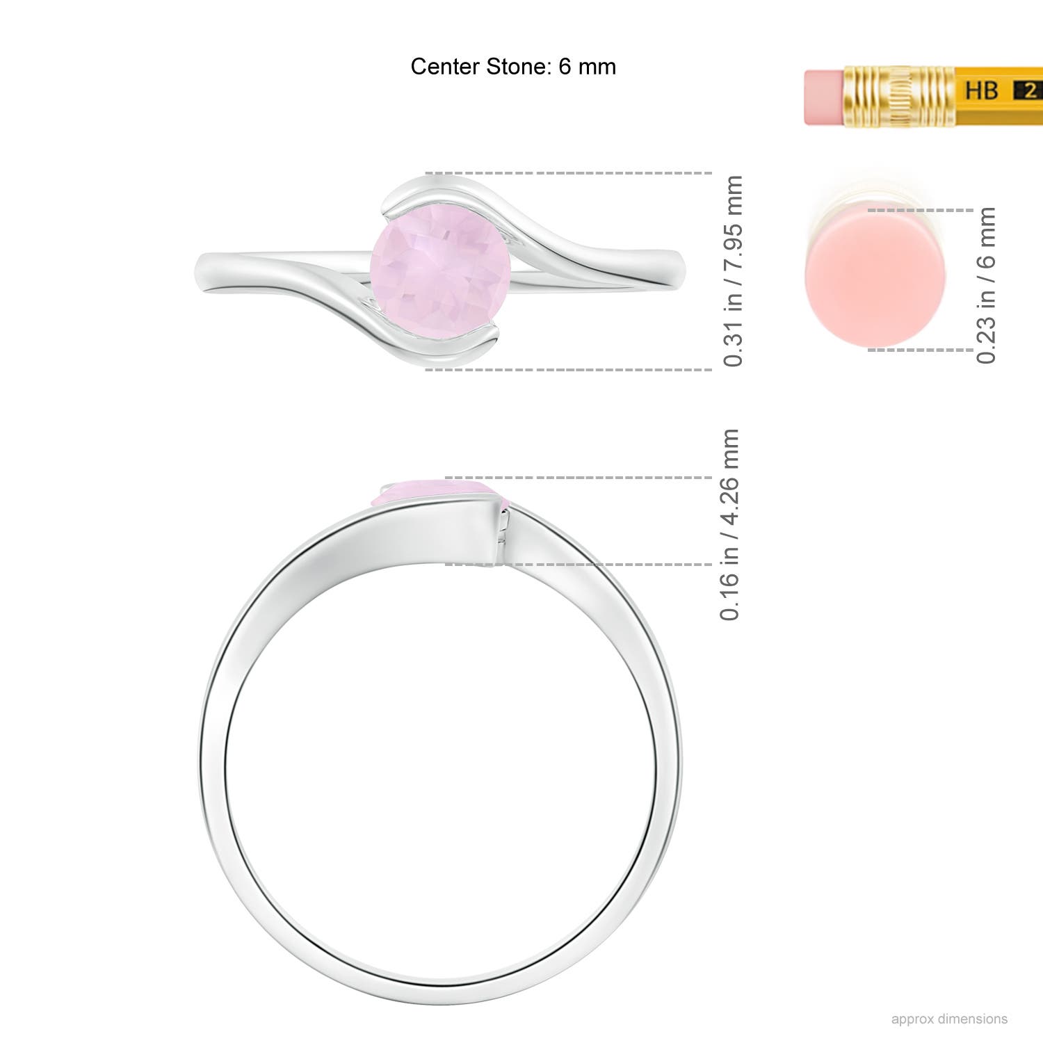 AA - Rose Quartz / 0.85 CT / 14 KT White Gold