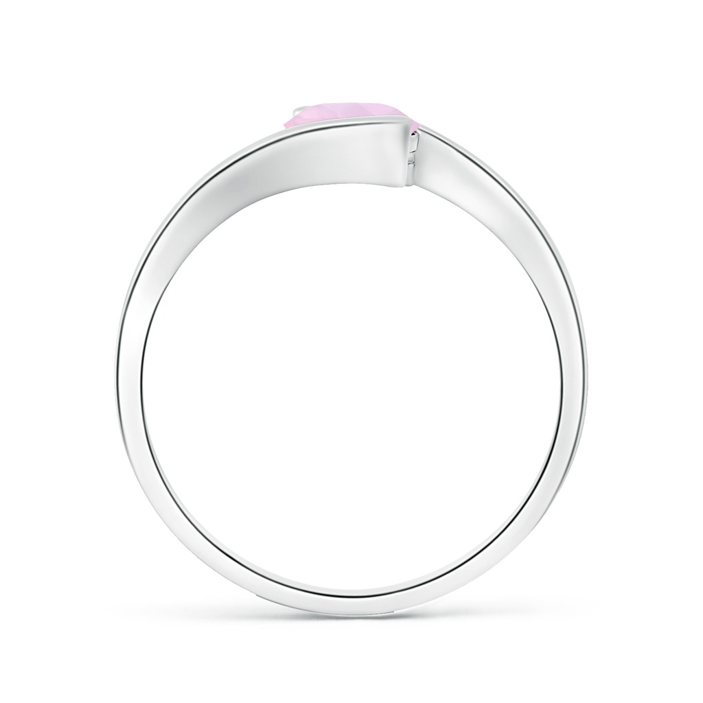 6mm AAA Semi Bezel-Set Solitaire Round Rose Quartz Bypass Ring in White Gold Side 199