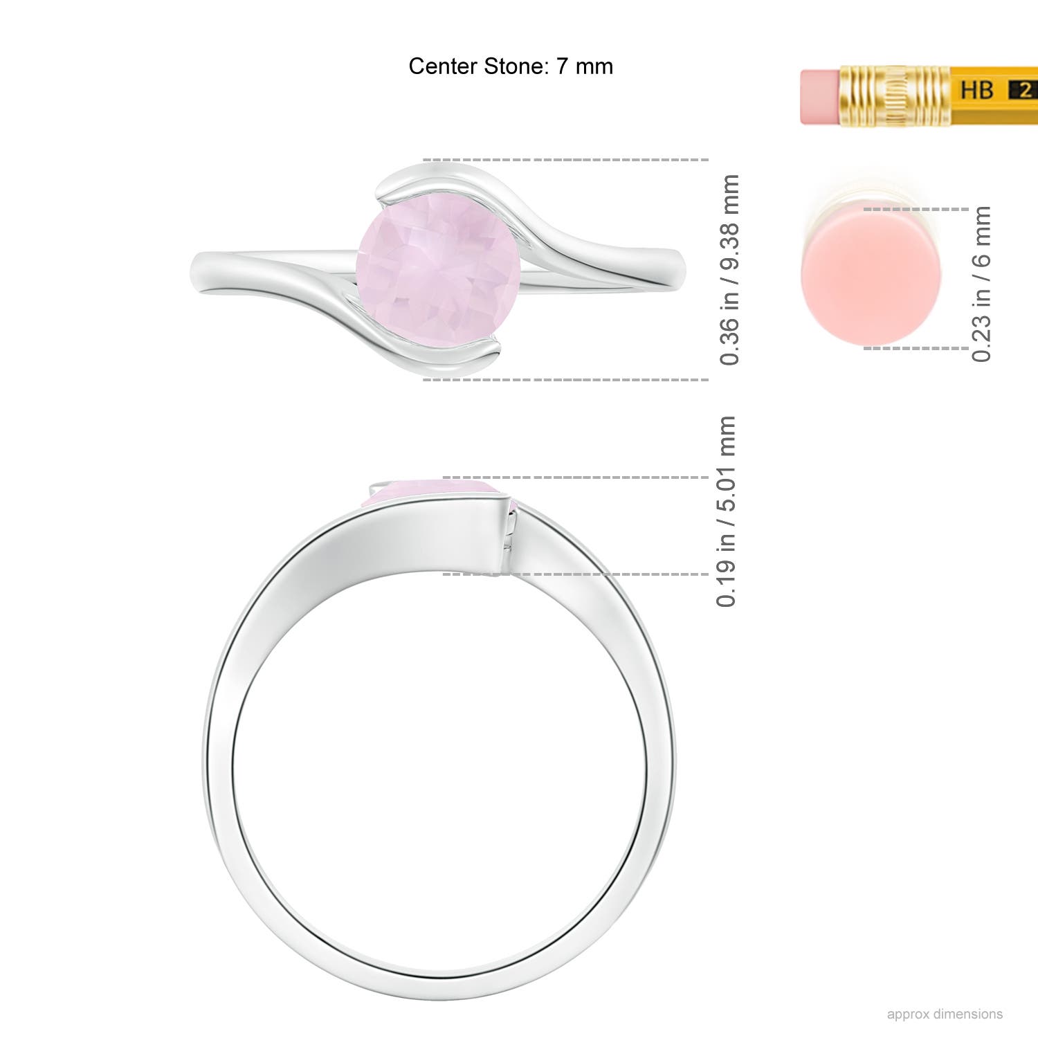 A - Rose Quartz / 1.35 CT / 14 KT White Gold