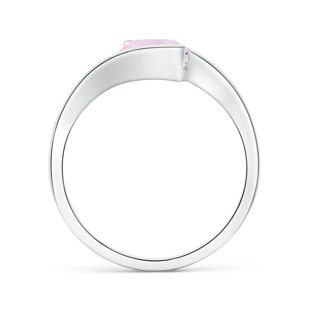 7mm AAA Semi Bezel-Set Solitaire Round Rose Quartz Bypass Ring in White Gold Side 199