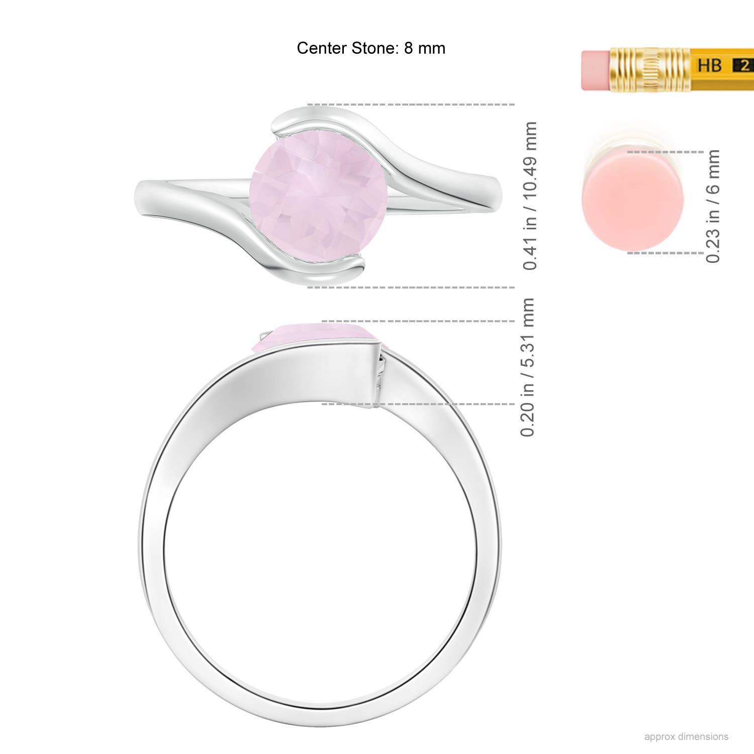 A - Rose Quartz / 1.7 CT / 14 KT White Gold