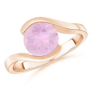 8mm AAAA Semi Bezel-Set Solitaire Round Rose Quartz Bypass Ring in Rose Gold
